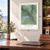 Jones Falls Area, Maryland map, 18 x 24 inch print in a white frame in a home office