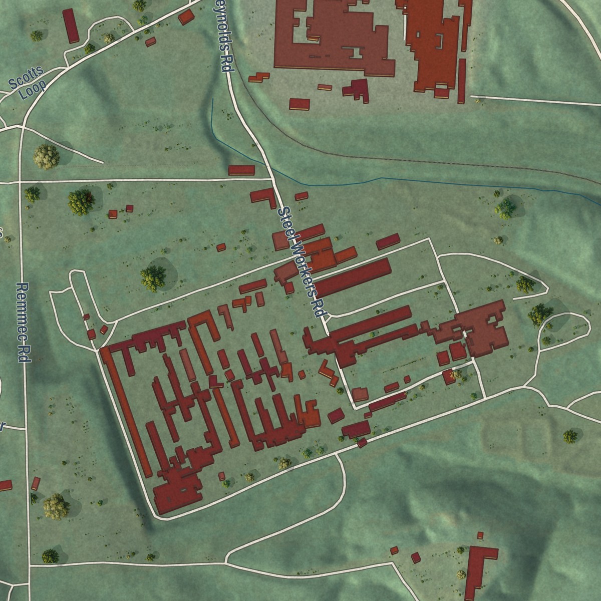 Second close-up of the map of Jones Mills, Arkansas print showing more streets and buildings
