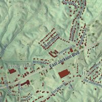 Second close-up of the map of Jonesborough, Tennessee print showing more streets and buildings
