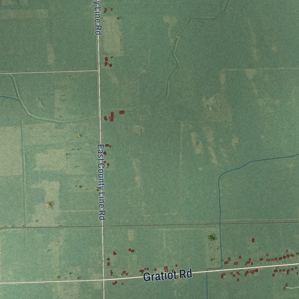 Second close-up of the map of Jonesfield, Michigan print showing more streets and buildings