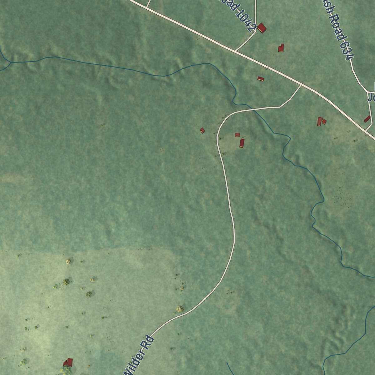 Second close-up of the map of Jordan Hill, Louisiana print showing more streets and buildings