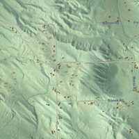 Second close-up of the map of Jordan, Michigan print showing more streets and buildings