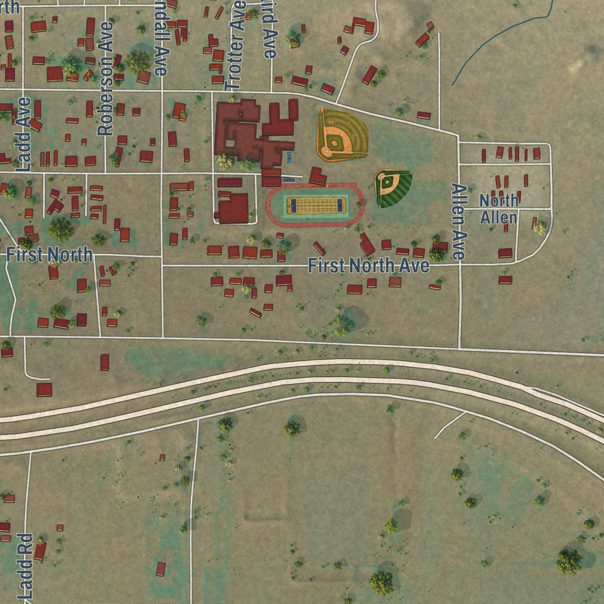 Second close-up of the map of Joseph City, Arizona print showing more streets and buildings