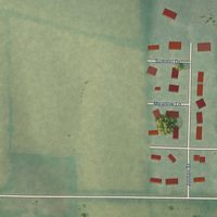Second close-up of the map of Juda, Wisconsin print showing more streets and buildings