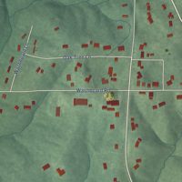 Second close-up of the map of Judah, Indiana print showing more streets and buildings