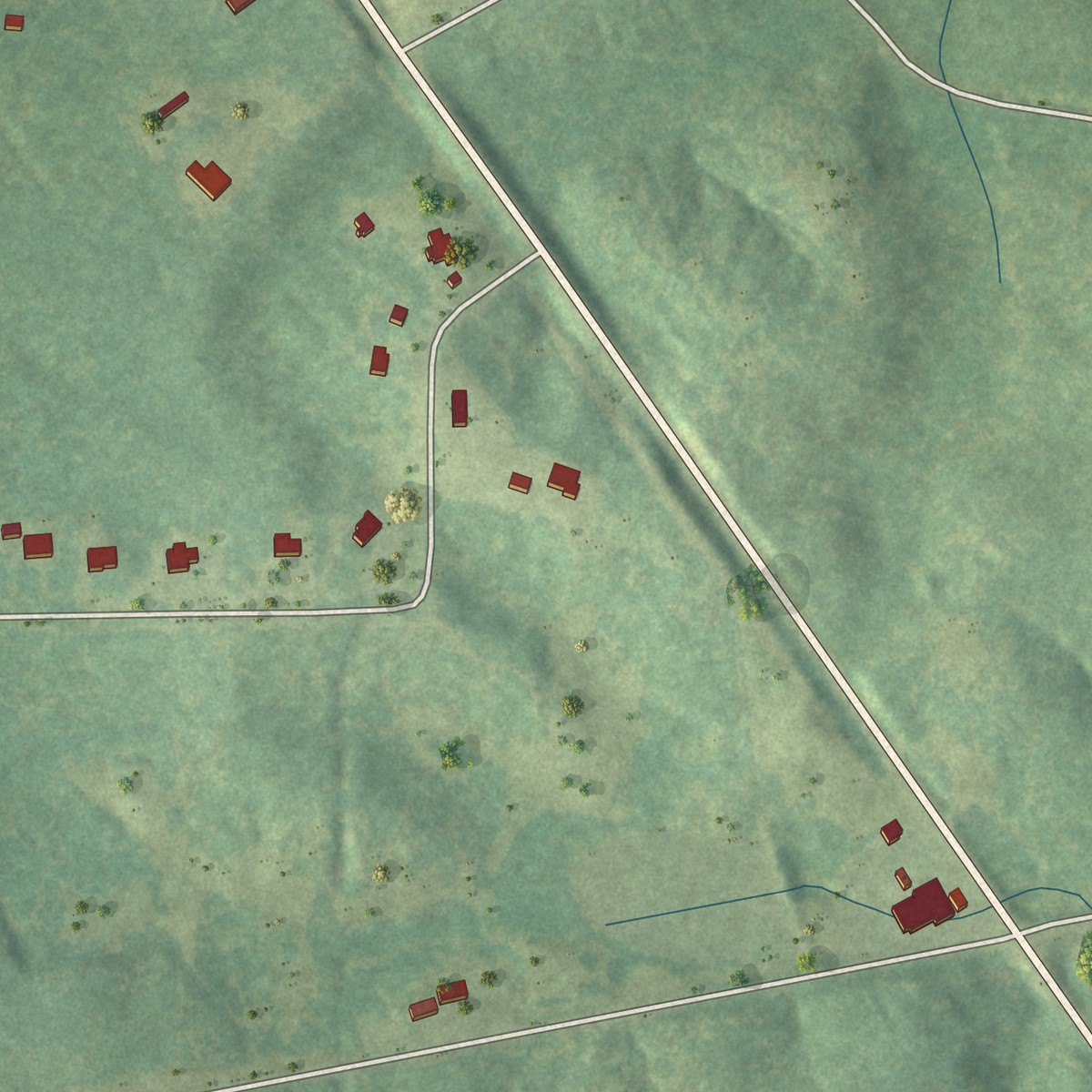 Second close-up of the map of Juliette, Georgia print showing more streets and buildings