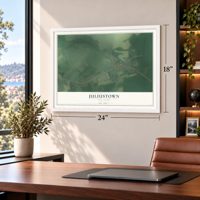 Juliustown, New Jersey map, 18 x 24 inch print in a white frame in a home office