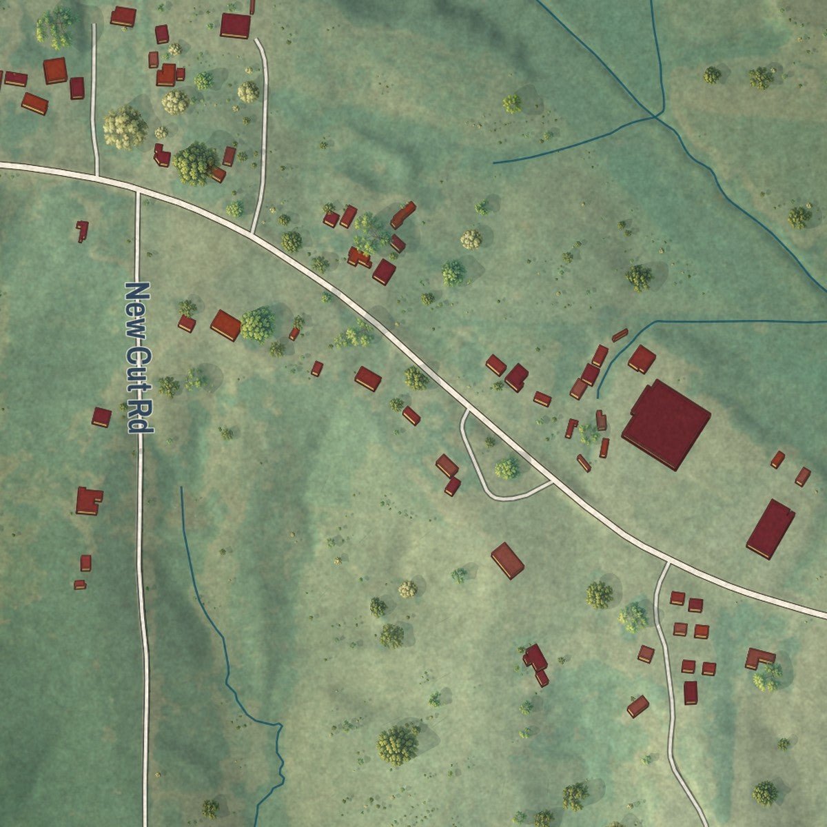 Second close-up of the map of Jumpertown, Mississippi print showing more streets and buildings