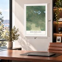 Junction City, Georgia map, 18 x 24 inch print in a white frame in a home office