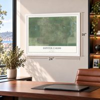 Jupiter Farms, Florida map, 18 x 24 inch print in a white frame in a home office