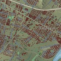 Second close-up of the map of Jurupa Valley, California print showing more streets and buildings