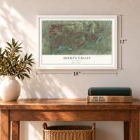 Jurupa Valley, California map, 12 x 18 inch print in a white frame in an entryway