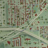 Second close-up of the map of Justice, Illinois print showing more streets and buildings