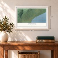 Kachemak, Alaska map, 12 x 18 inch print in a white frame in an entryway