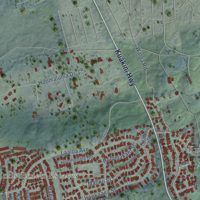 Second close-up of the map of Kahaluu-Keauhou, Hawaii print showing more streets and buildings