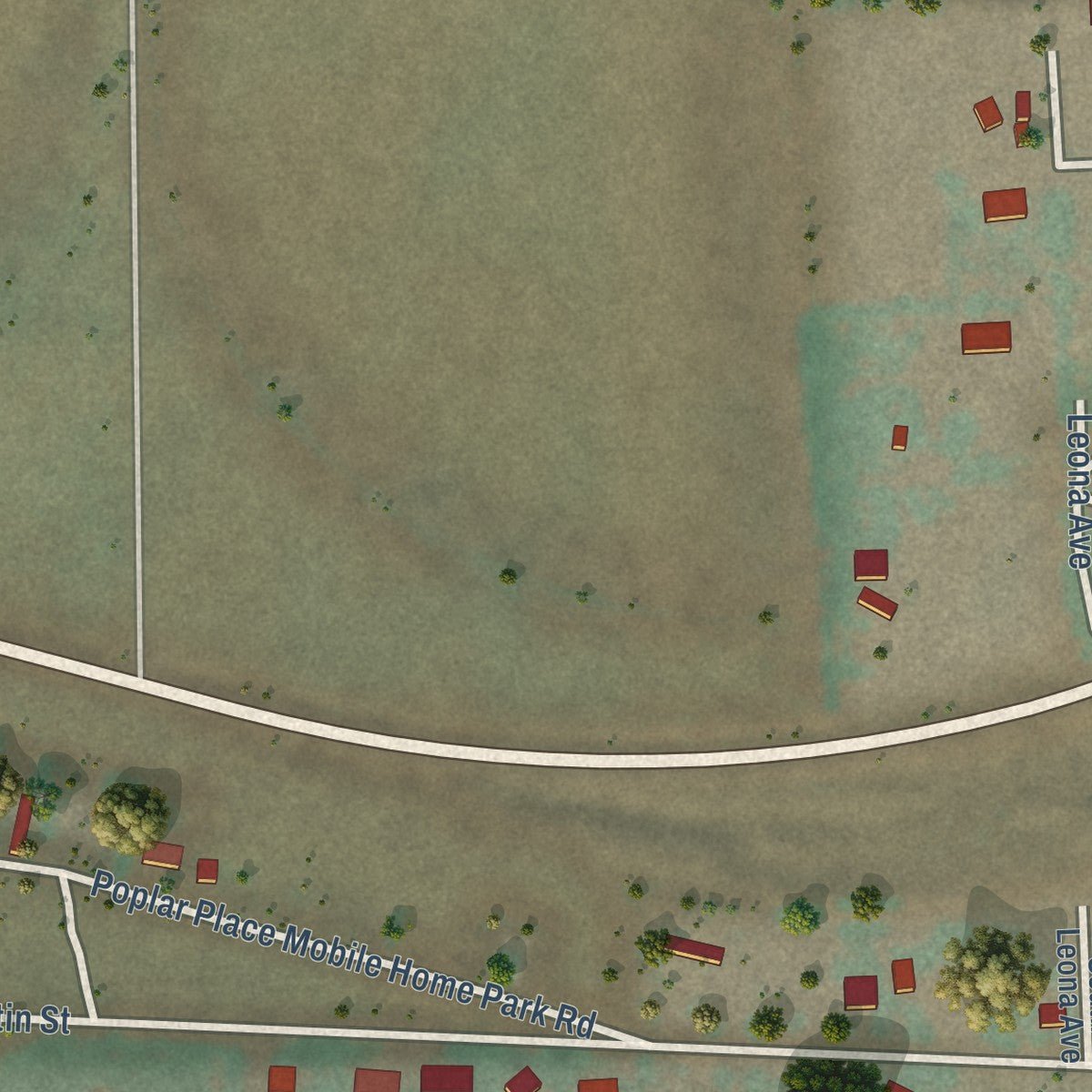 Second close-up of the map of Kahlotus, Washington print showing more streets and buildings