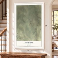 Kaibito, Arizona map, 24 x 36 inch print in a white frame by a staircase