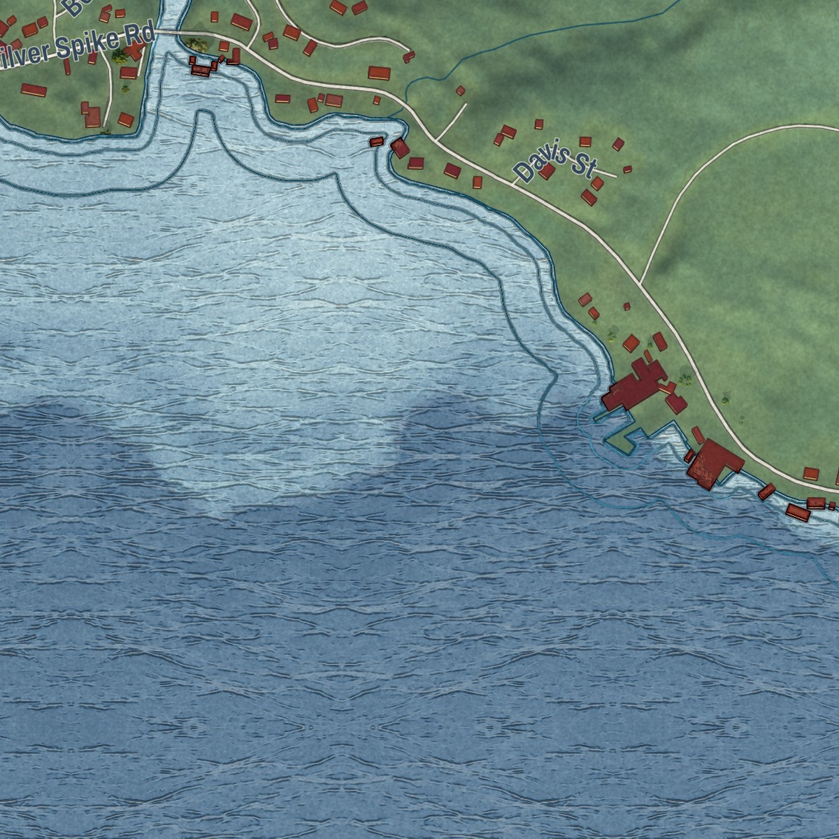 Second close-up of the map of Kake, Alaska print showing more streets and buildings