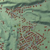 Second close-up of the map of Kalaheo, Hawaii print showing more streets and buildings