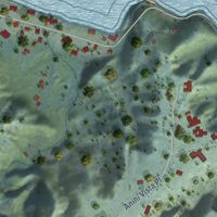 Second close-up of the map of Kalihiwai, Hawaii print showing more streets and buildings