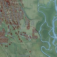 Second close-up of the map of Kalispell, Montana print showing more streets and buildings