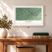 Kalkaska, Kalkaska County, Michigan map, 12 x 18 inch print in a white frame in an entryway