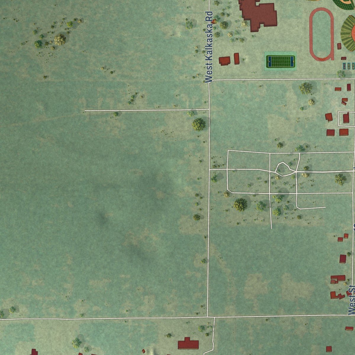 Second close-up of the map of Kalkaska, Michigan print showing more streets and buildings