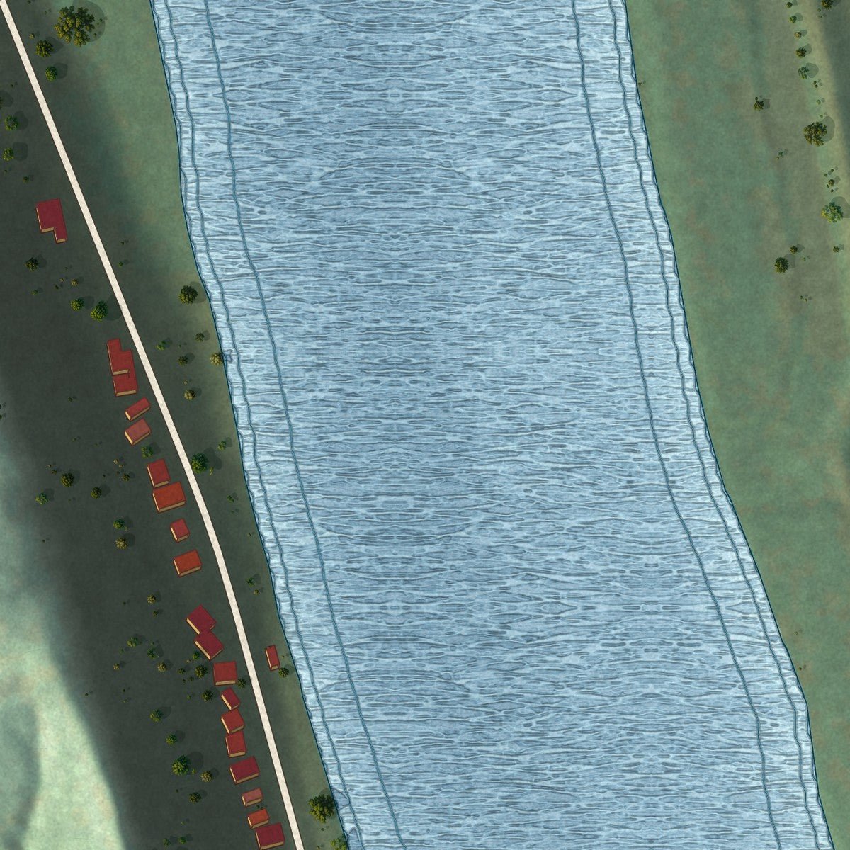 Second close-up of the map of Kampsville, Illinois print showing more streets and buildings