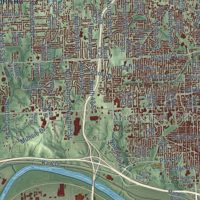Second close-up of the map of Kansas City, Kansas print showing more streets and buildings