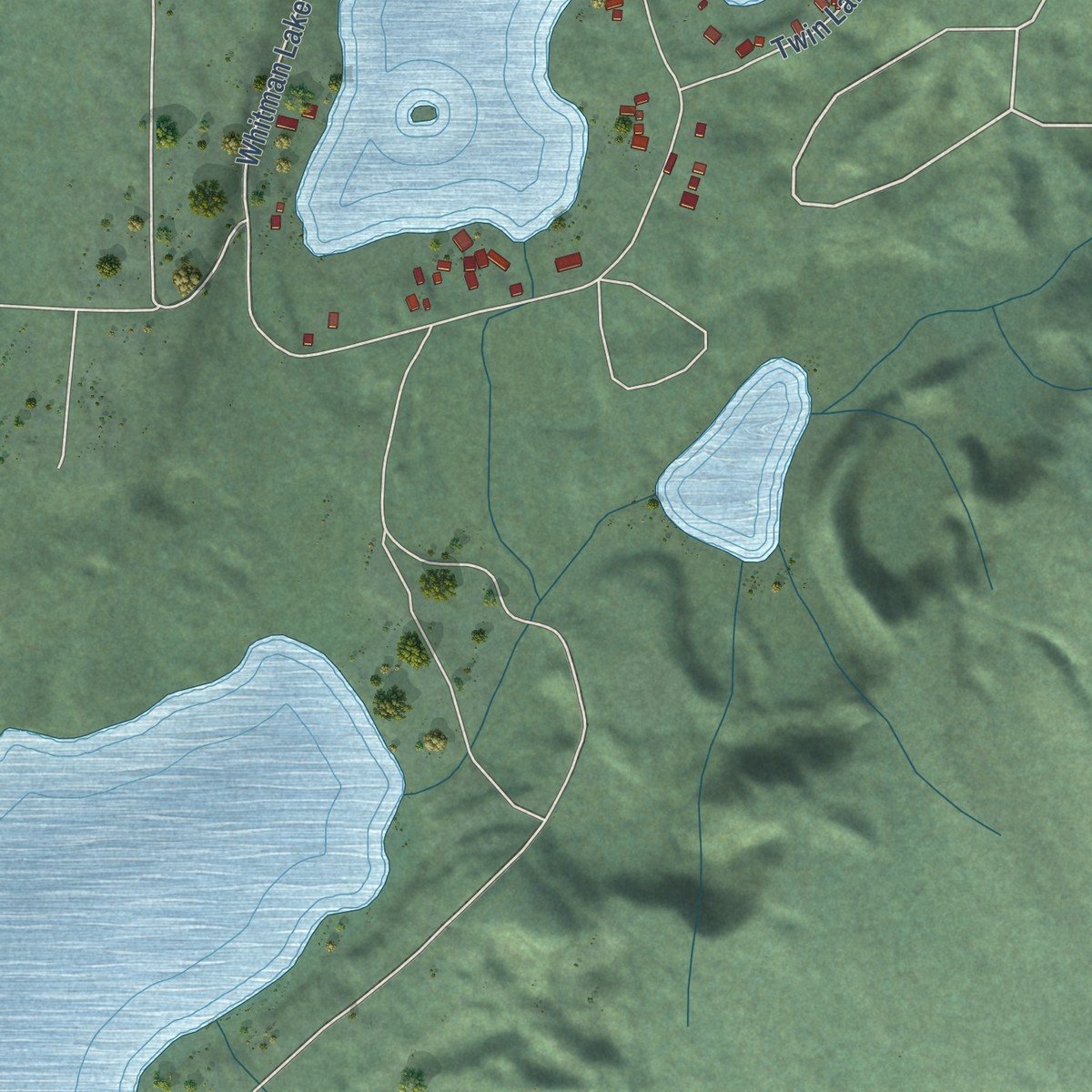 Second close-up of the map of Kapowsin, Washington print showing more streets and buildings