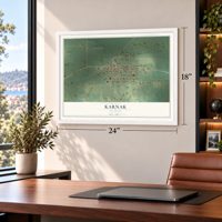 Karnak, Illinois map, 18 x 24 inch print in a white frame in a home office