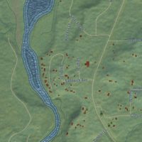 Second close-up of the map of Kasilof, Alaska print showing more streets and buildings
