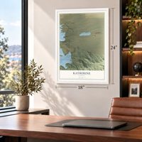 Katherine, Arizona map, 18 x 24 inch print in a white frame in a home office