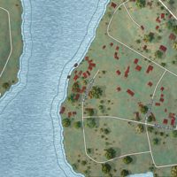 Second close-up of the map of Kauneonga Lake, New York print showing more streets and buildings