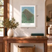 Keansburg, New Jersey map, 12 x 18 inch print in a white frame in an entryway
