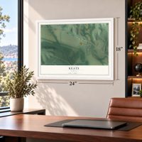 Keats, Kansas map, 18 x 24 inch print in a white frame in a home office