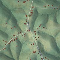 Second close-up of the map of Keavy, Kentucky print showing more streets and buildings