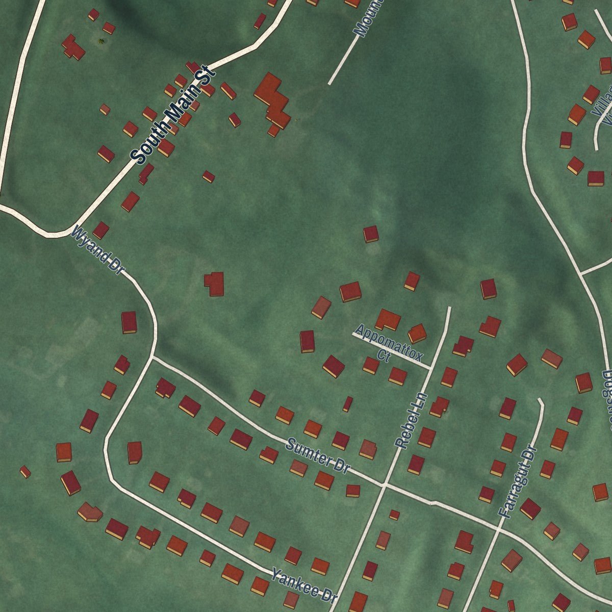 Second close-up of the map of Keedysville, Maryland print showing more streets and buildings