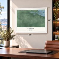 Keefton, Oklahoma map, 18 x 24 inch print in a white frame in a home office