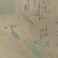 Second close-up of the map of Keeler Farm, New Mexico print showing more streets and buildings