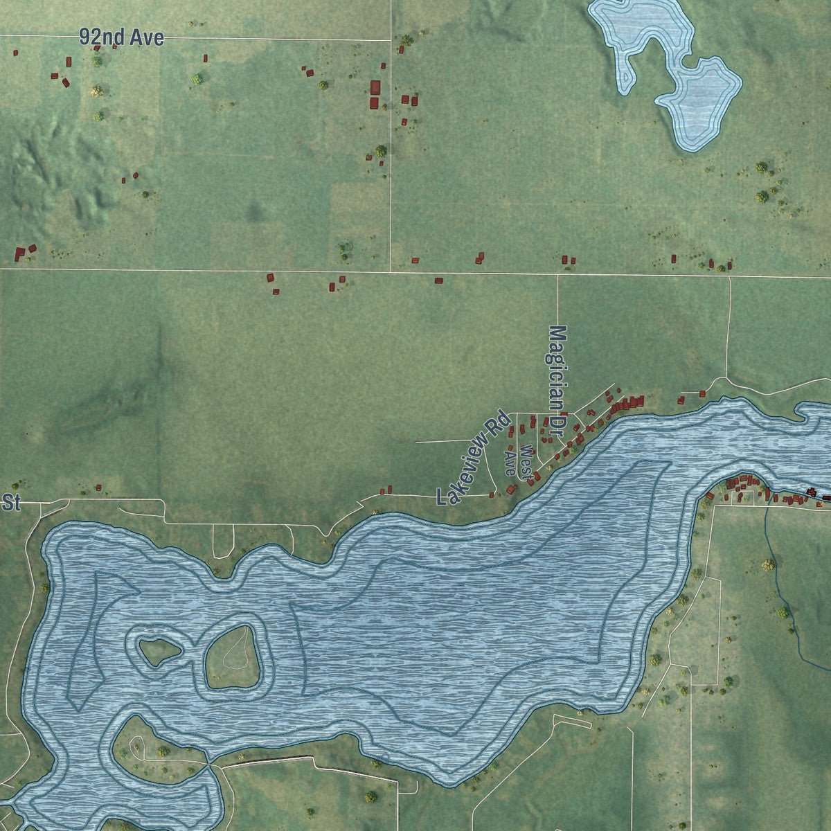 Second close-up of the map of Keeler, Michigan print showing more streets and buildings