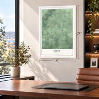 Keene, Michigan map, 18 x 24 inch print in a white frame in a home office