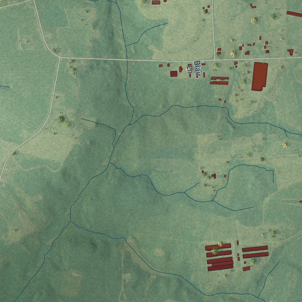 Second close-up of the map of Keener, North Carolina print showing more streets and buildings