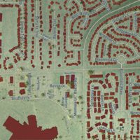Second close-up of the map of Keeneyville, Illinois print showing more streets and buildings