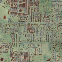 Second close-up of the map of Keller, Texas print showing more streets and buildings