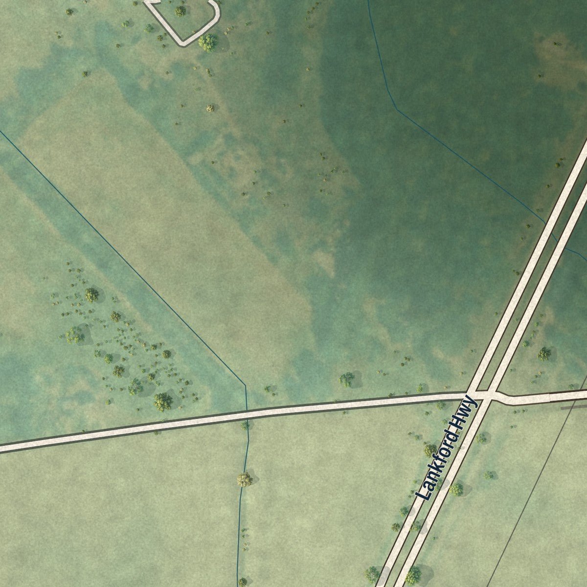 Second close-up of the map of Keller, Virginia print showing more streets and buildings