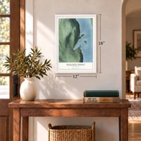 Kellogg Point, Connecticut map, 12 x 18 inch print in a white frame in an entryway