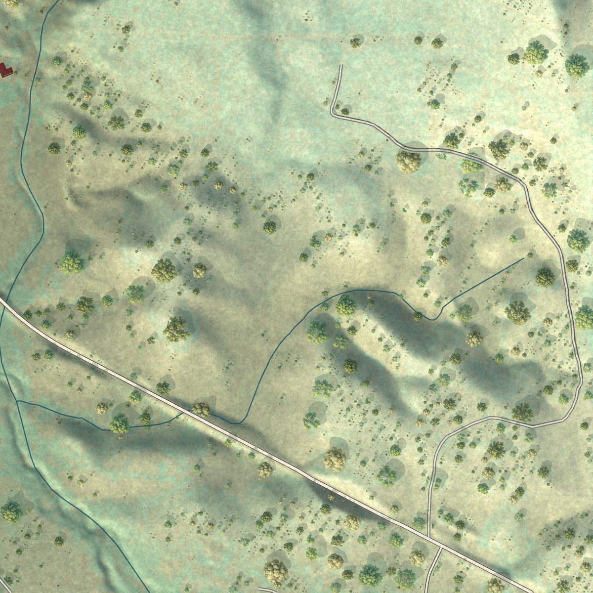 Second close-up of the map of Kelseyville, California print showing more streets and buildings