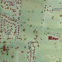 Second close-up of the map of Kelso, Oregon print showing more streets and buildings