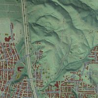 Second close-up of the map of Kelso, Washington print showing more streets and buildings